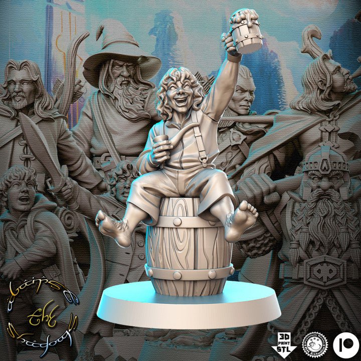 Peppy Hobbit - Single Roleplaying Miniature for D&D or Pathfinder - 32mm Scale Resin 3D Print - RN EStudios - Gootzy Gaming