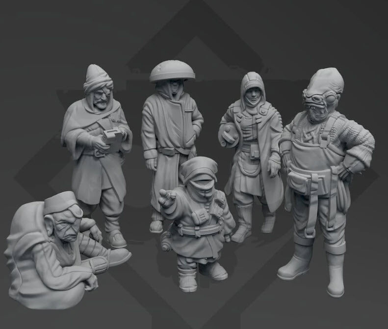 Pilgrim Set 1 - 6 Miniature All In Bundle - SW Legion Compatible (38 - 40mm tall) Resin 3D Print - Skullforge Studios - Gootzy Gaming