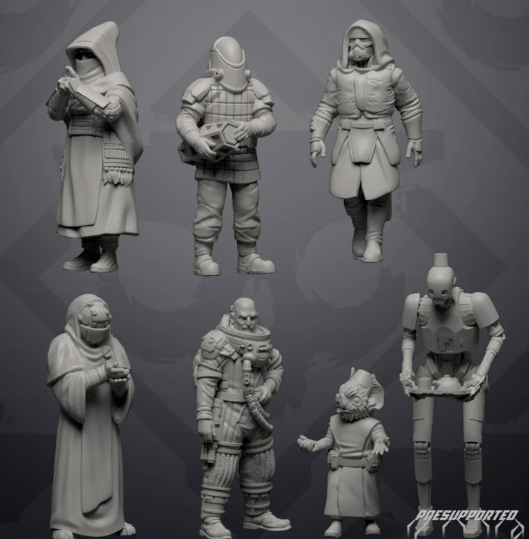 Pilgrim Set 3 - 7 Miniature All In Bundle - SW Legion Compatible (38 - 40mm tall) Resin 3D Print - Skullforge Studios - Gootzy Gaming