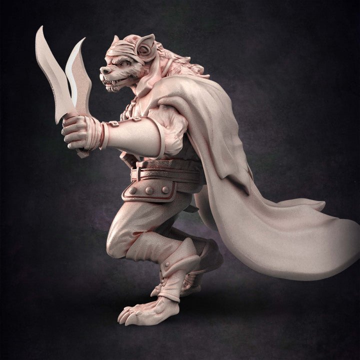 Pirate Gnoll #3 with Dagger and Cape - Single Roleplaying Miniature for D&D or Pathfinder - 32mm Scale Resin 3D Print - Red Clay Collectibles - Gootzy Gaming