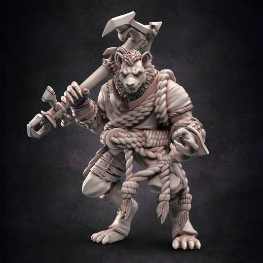 Pirate Gnoll Behemoth with Anchor - Single Roleplaying Miniature for D&D or Pathfinder - 32mm Scale Resin 3D Print - Red Clay Collectibles - Gootzy Gaming