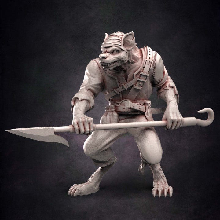Pirate Gnoll Buccaneer #1 with Harpoon Spear - Single Roleplaying Miniature for D&D or Pathfinder - 32mm Scale Resin 3D Print - Red Clay Collectibles - Gootzy Gaming