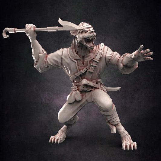 Pirate Gnoll Buccaneer #2 with Harpoon Spear - Single Roleplaying Miniature for D&D or Pathfinder - 32mm Scale Resin 3D Print - Red Clay Collectibles - Gootzy Gaming