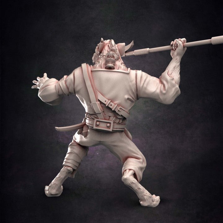 Pirate Gnoll Buccaneer #2 with Harpoon Spear - Single Roleplaying Miniature for D&D or Pathfinder - 32mm Scale Resin 3D Print - Red Clay Collectibles - Gootzy Gaming