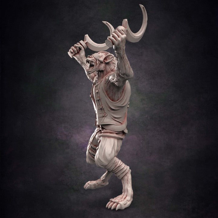 Pirate Gnoll Cutthroat #4 with Sickles - Single Roleplaying Miniature for D&D or Pathfinder - 32mm Scale Resin 3D Print - Red Clay Collectibles - Gootzy Gaming