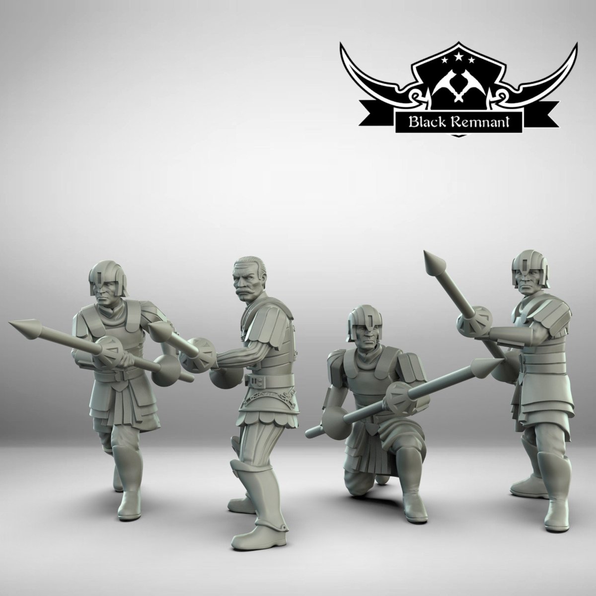 Pole Warrior Guard Squad - 4 Miniature Bundle - SW Legion Compatible (38-40mm tall) Multi-Piece Resin 3D Print - Black Remnant - Gootzy Gaming