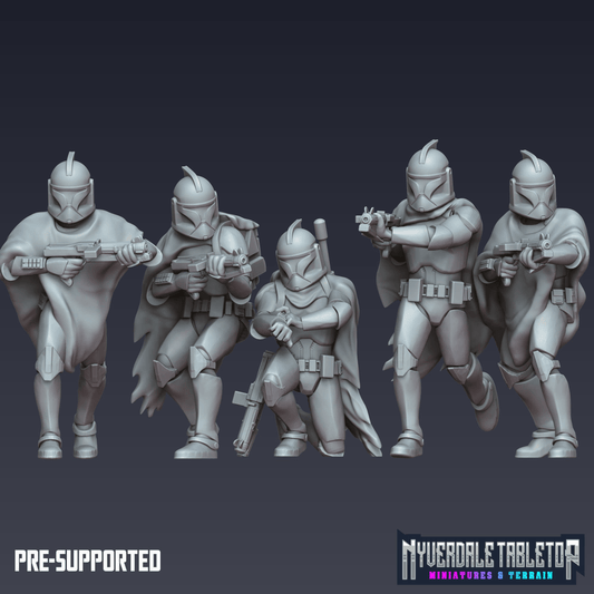 Poncho Genetic Troopers - 5 Mini Bundle - SW Legion Compatible (38-40mm tall) Resin 3D Print - Nyverdale Tabletop - Gootzy Gaming
