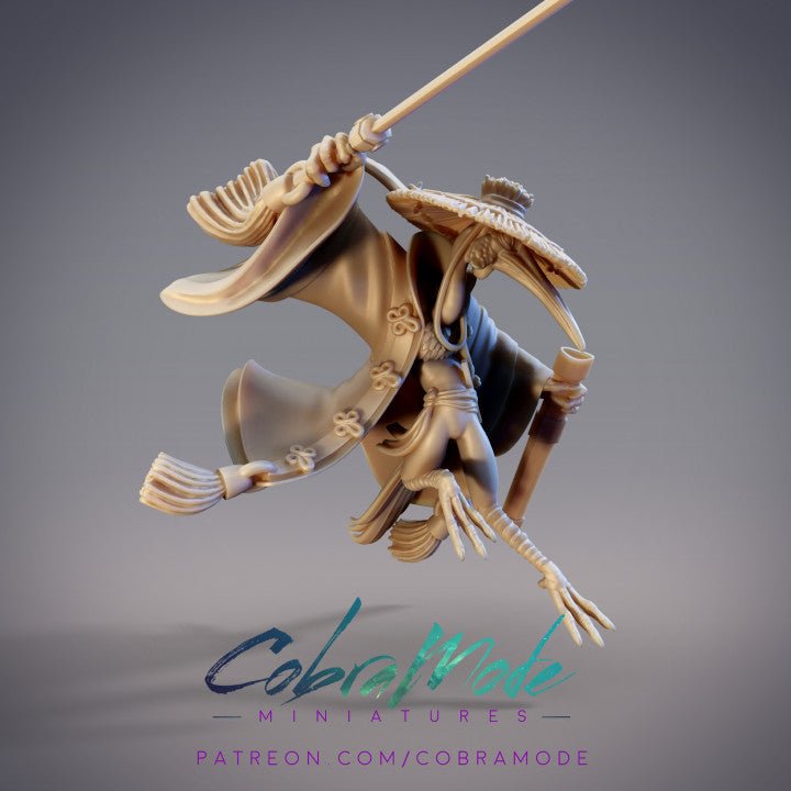 Qingshan, Feixian Crane Swordsman - Single Roleplaying Miniature for D&D or Pathfinder - 32mm Scale Resin 3D Print - Cobramode - Gootzy Gaming