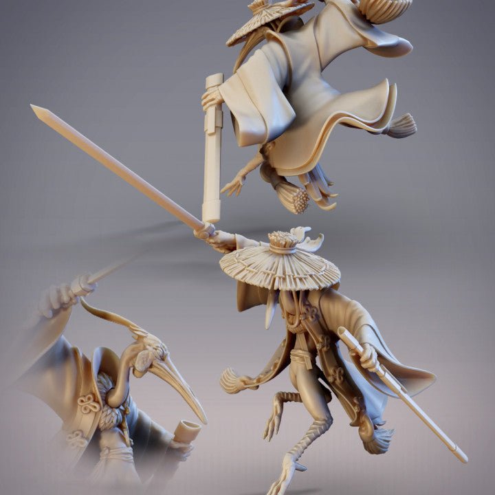 Qingshan, Feixian Crane Swordsman - Single Roleplaying Miniature for D&D or Pathfinder - 32mm Scale Resin 3D Print - Cobramode - Gootzy Gaming