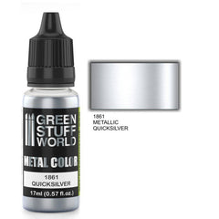 Quicksilver - Bright Silver Metallic Paint - Green Stuff World - 17 mL Dropper Bottle - Gootzy Gaming