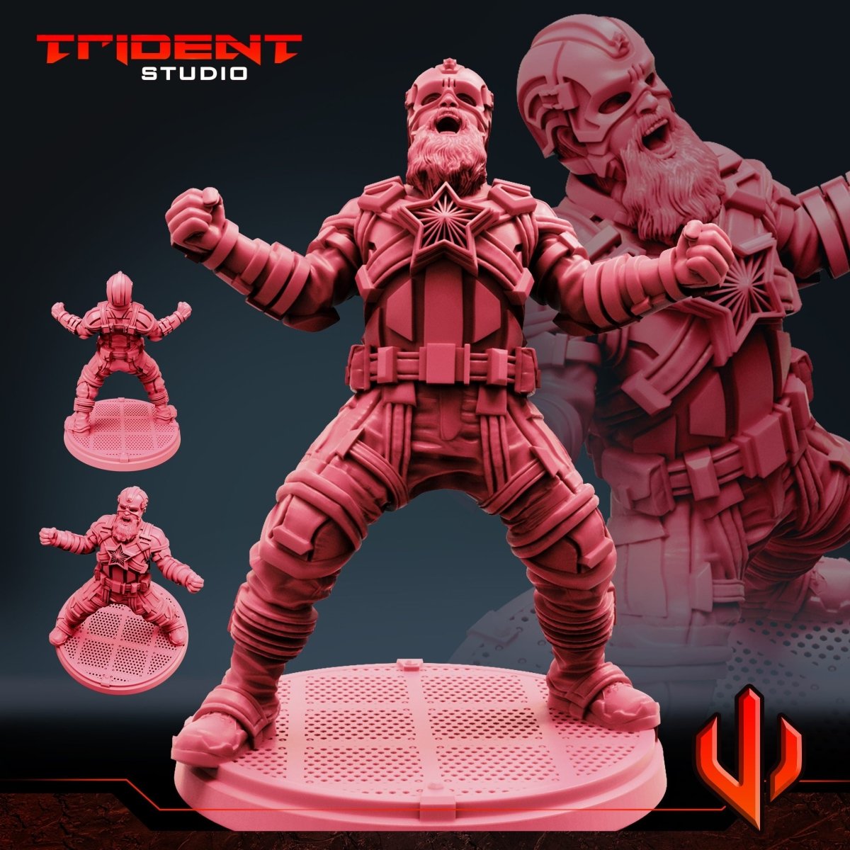 Red Daddy Superhero (Version B) Resin Miniature - MCP/Crisis Protocol Compatible (40mm tall) Resin 3D Print - Trident Studios - Gootzy Gaming