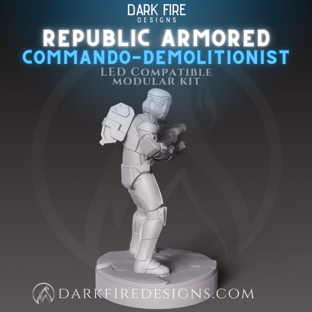 Republic Armored Commando Demolitionist - SW Legion Compatible Miniature (38 - 40mm tall) High Quality 8k Resin 3D Print - Dark Fire Designs - Gootzy Gaming