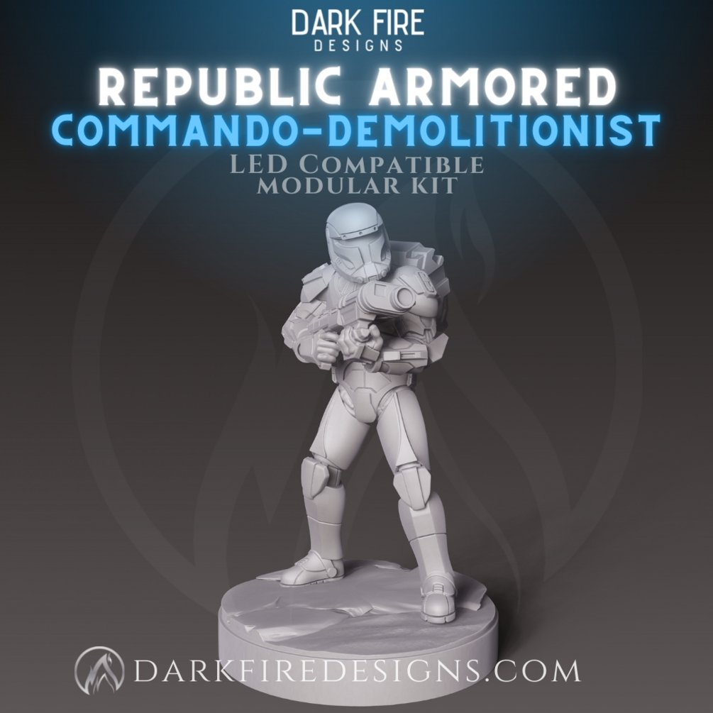 Republic Armored Commando Demolitionist - SW Legion Compatible Miniature (38 - 40mm tall) High Quality 8k Resin 3D Print - Dark Fire Designs - Gootzy Gaming