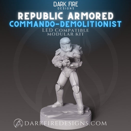 Republic Armored Commando Demolitionist - SW Legion Compatible Miniature (38 - 40mm tall) High Quality 8k Resin 3D Print - Dark Fire Designs - Gootzy Gaming