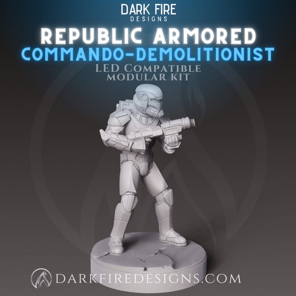 Republic Armored Commando Demolitionist - SW Legion Compatible Miniature (38 - 40mm tall) High Quality 8k Resin 3D Print - Dark Fire Designs - Gootzy Gaming