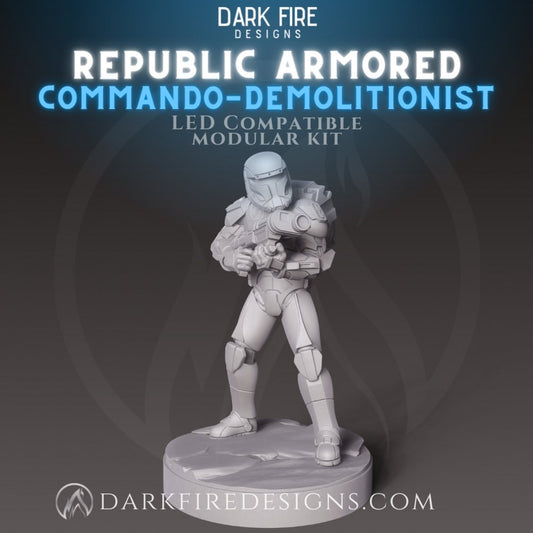 Republic Armored Commando Demolitionist - SW Legion Compatible Miniature (38-40mm tall) High Quality 8k Resin 3D Print - Dark Fire Designs - Gootzy Gaming