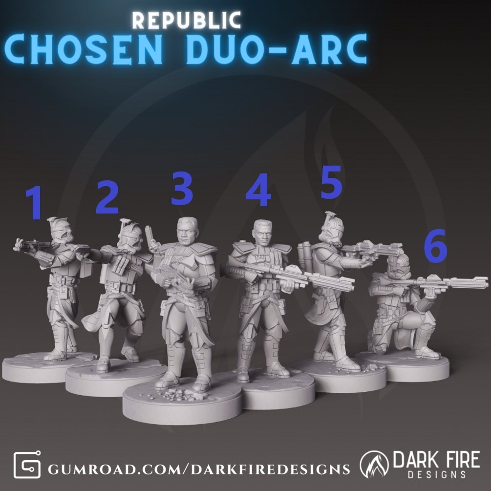 Republic Chosen ARC Eck or Frive - Single Miniature - SW Legion Compatible (38 - 40mm tall) Resin 3D Print - Dark Fire Designs - Gootzy Gaming