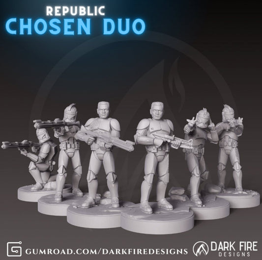 Republic Chosen P1 Duo Eck or Frive - Single Miniature - SW Legion Compatible (38 - 40mm tall) Resin 3D Print - Dark Fire Designs - Gootzy Gaming