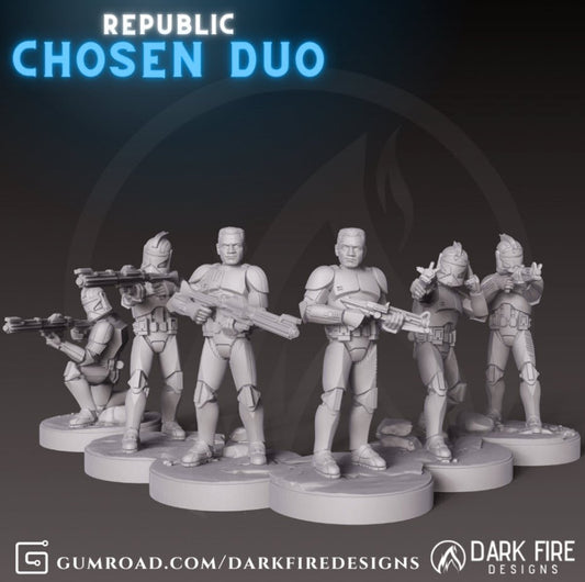 Republic Chosen P1 Duo Eck or Frive - Single Miniature - SW Legion Compatible (38-40mm tall) Resin 3D Print - Dark Fire Designs - Gootzy Gaming