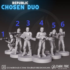 Republic Chosen P1 Duo Eck or Frive - Single Miniature - SW Legion Compatible (38 - 40mm tall) Resin 3D Print - Dark Fire Designs - Gootzy Gaming