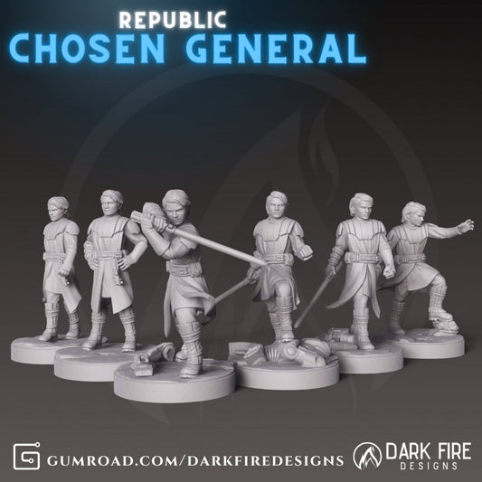 Republic Chosen Wizard General - SW Legion Compatible (38 - 40mm tall) Resin 3D Print - Dark Fire Designs - Gootzy Gaming