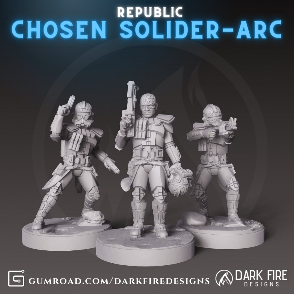 Republic Clone Chosen Soldier ARC Version JJ - SW Legion Compatible (38 - 40mm tall) Resin 3D Print - Dark Fire Designs - Gootzy Gaming