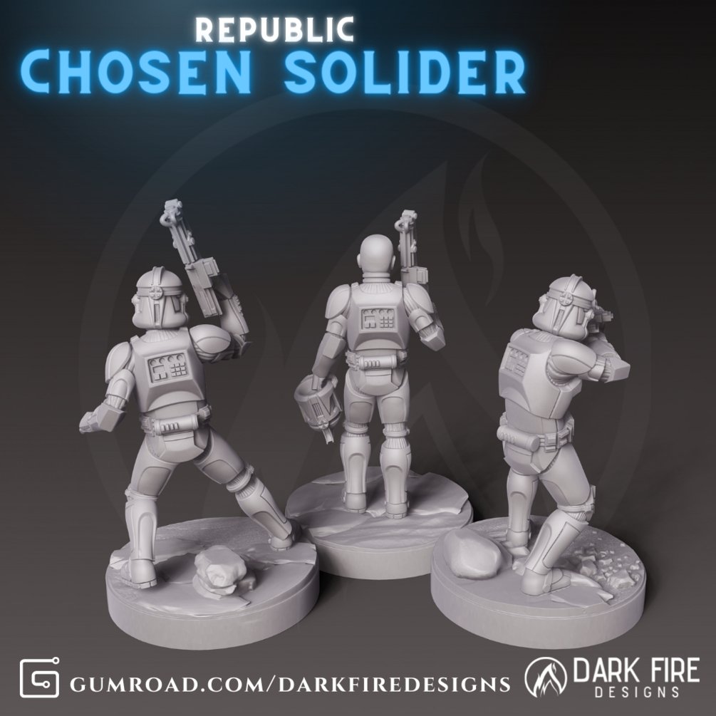 Republic Clone Chosen Soldier JJ - SW Legion Compatible (38 - 40mm tall) Resin 3D Print - Dark Fire Designs - Gootzy Gaming