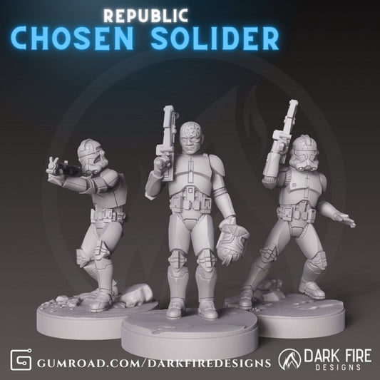 Republic Clone Chosen Soldier JJ - SW Legion Compatible (38 - 40mm tall) Resin 3D Print - Dark Fire Designs - Gootzy Gaming