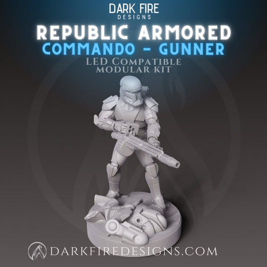 Republic Clone Commando Gunner - SW Legion Compatible Miniature (38 - 40mm tall) High Quality 8k Resin 3D Print - Dark Fire Designs - Gootzy Gaming
