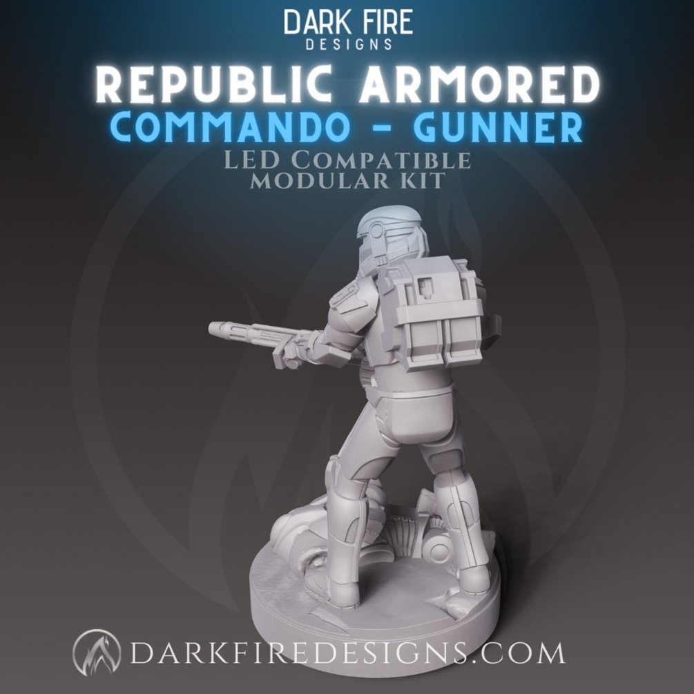 Republic Clone Commando Gunner - SW Legion Compatible Miniature (38 - 40mm tall) High Quality 8k Resin 3D Print - Dark Fire Designs - Gootzy Gaming