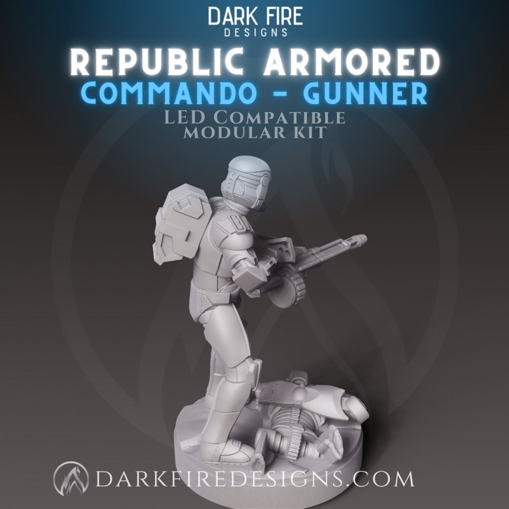 Republic Clone Commando Gunner - SW Legion Compatible Miniature (38 - 40mm tall) High Quality 8k Resin 3D Print - Dark Fire Designs - Gootzy Gaming