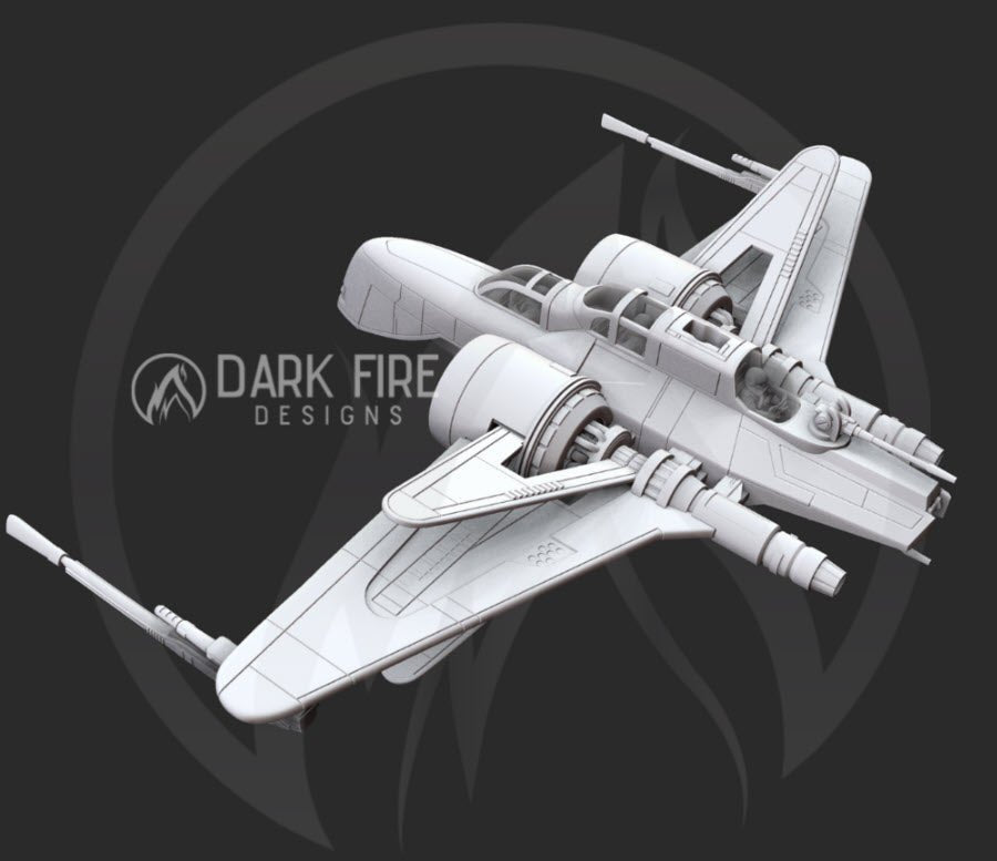 Republic Clone Lancer Starfighter - Large Resin Printed Model Kit - SW Legion Compatible Resin 3D Print - Dark Fire Designs - Gootzy Gaming