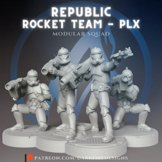 Republic Clone Rocket Team PLX - SW Legion Compatible (38 - 40mm tall) Multi - Piece High Quality 8k Resin 3D Print - Dark Fire Designs - Gootzy Gaming