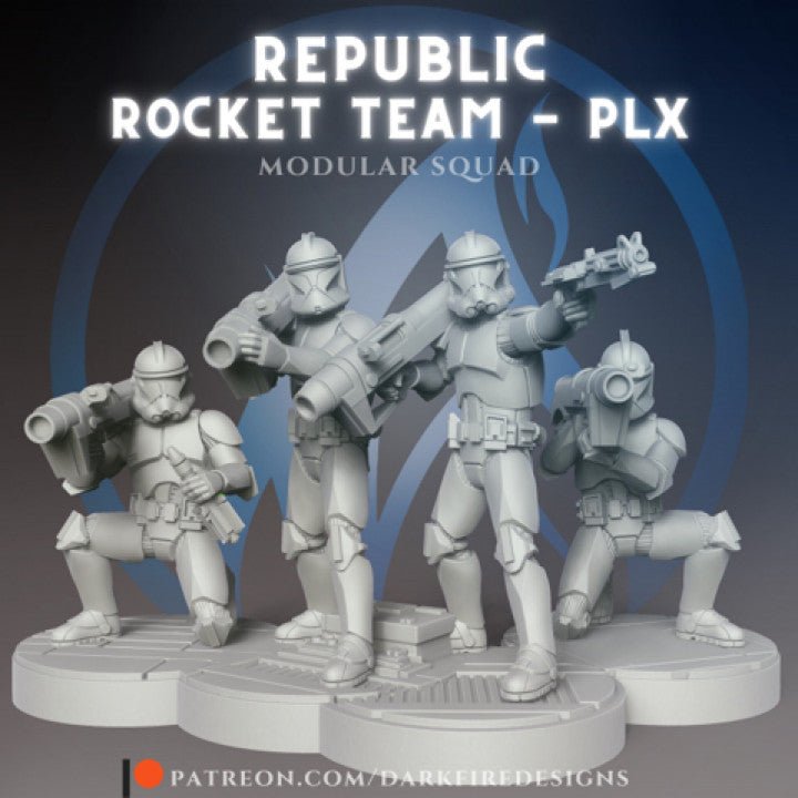 Republic Clone Rocket Team Single Trooper - SW Legion Compatible Miniature (38-40mm tall) High Quality 8k Resin 3D Print - Dark Fire Designs - Gootzy Gaming