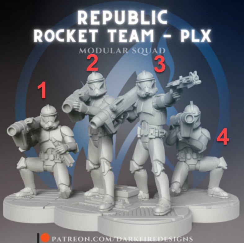 Republic Clone Rocket Team Single Trooper - SW Legion Compatible Miniature (38 - 40mm tall) High Quality 8k Resin 3D Print - Dark Fire Designs - Gootzy Gaming