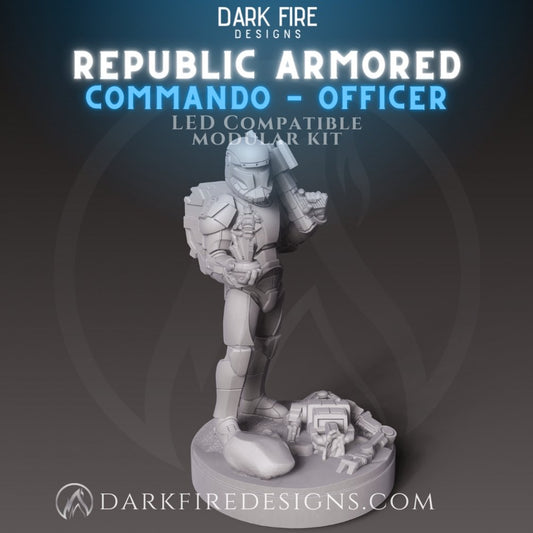 Republic Commando Officer with Hologram - SW Legion Compatible Miniature (38-40mm tall) High Quality 8k Resin 3D Print - Dark Fire Designs - Gootzy Gaming