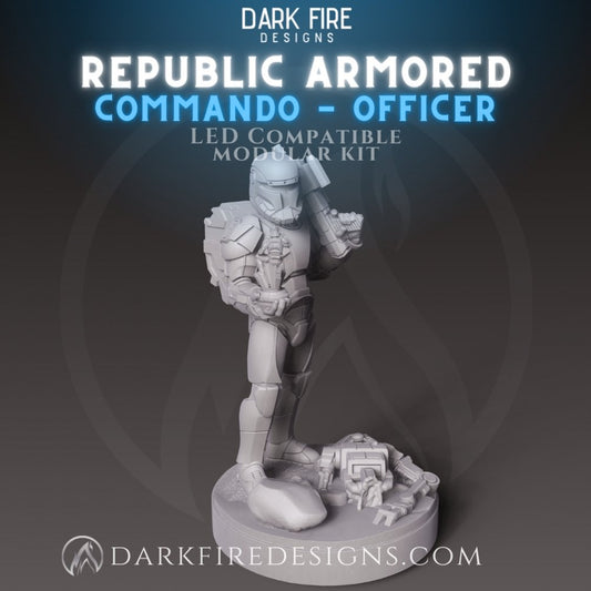 Republic Commando Officer with Hologram - SW Legion Compatible Miniature (38 - 40mm tall) High Quality 8k Resin 3D Print - Dark Fire Designs - Gootzy Gaming