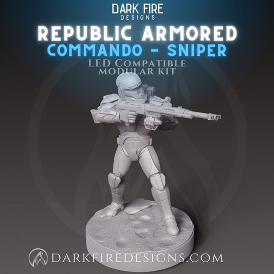 Republic Commando Sniper - SW Legion Compatible Miniature (38-40mm tall) High Quality 8k Resin 3D Print - Dark Fire Designs - Gootzy Gaming