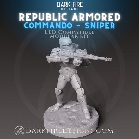 Republic Commando Sniper - SW Legion Compatible Miniature (38 - 40mm tall) High Quality 8k Resin 3D Print - Dark Fire Designs - Gootzy Gaming