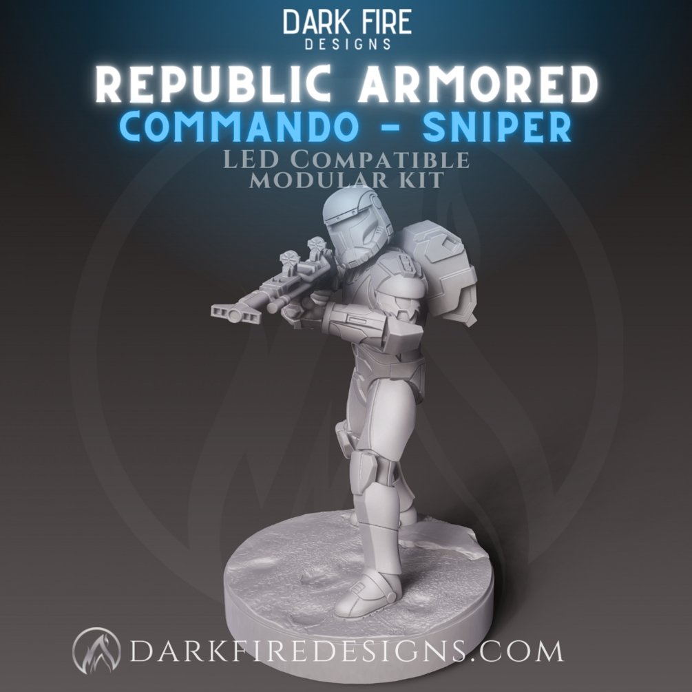 Republic Commando Sniper - SW Legion Compatible Miniature (38 - 40mm tall) High Quality 8k Resin 3D Print - Dark Fire Designs - Gootzy Gaming