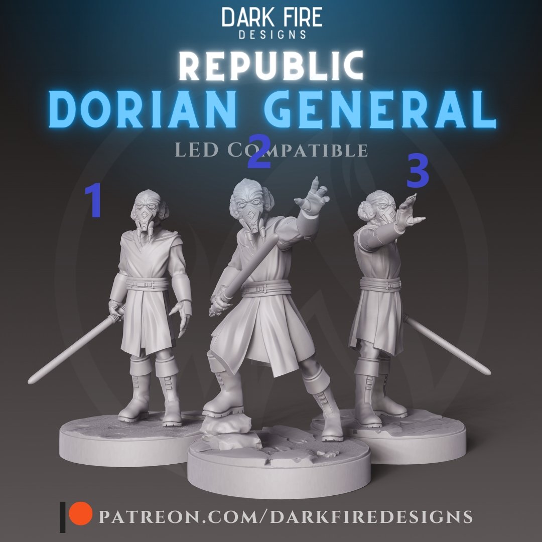 Republic Dorian Wizard General - Single Miniature - SW Legion Compatible (38 - 40mm tall) Resin 3D Print - Dark Fire Designs - Gootzy Gaming