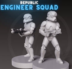 Republic Engineer Squad - 7 Miniature Bundle - SW Legion Compatible (38 - 40mm tall) Resin 3D Print - Dark Fire Designs - Gootzy Gaming