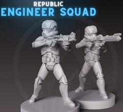 Republic Engineer Squad - 7 Miniature Bundle - SW Legion Compatible (38 - 40mm tall) Resin 3D Print - Dark Fire Designs - Gootzy Gaming