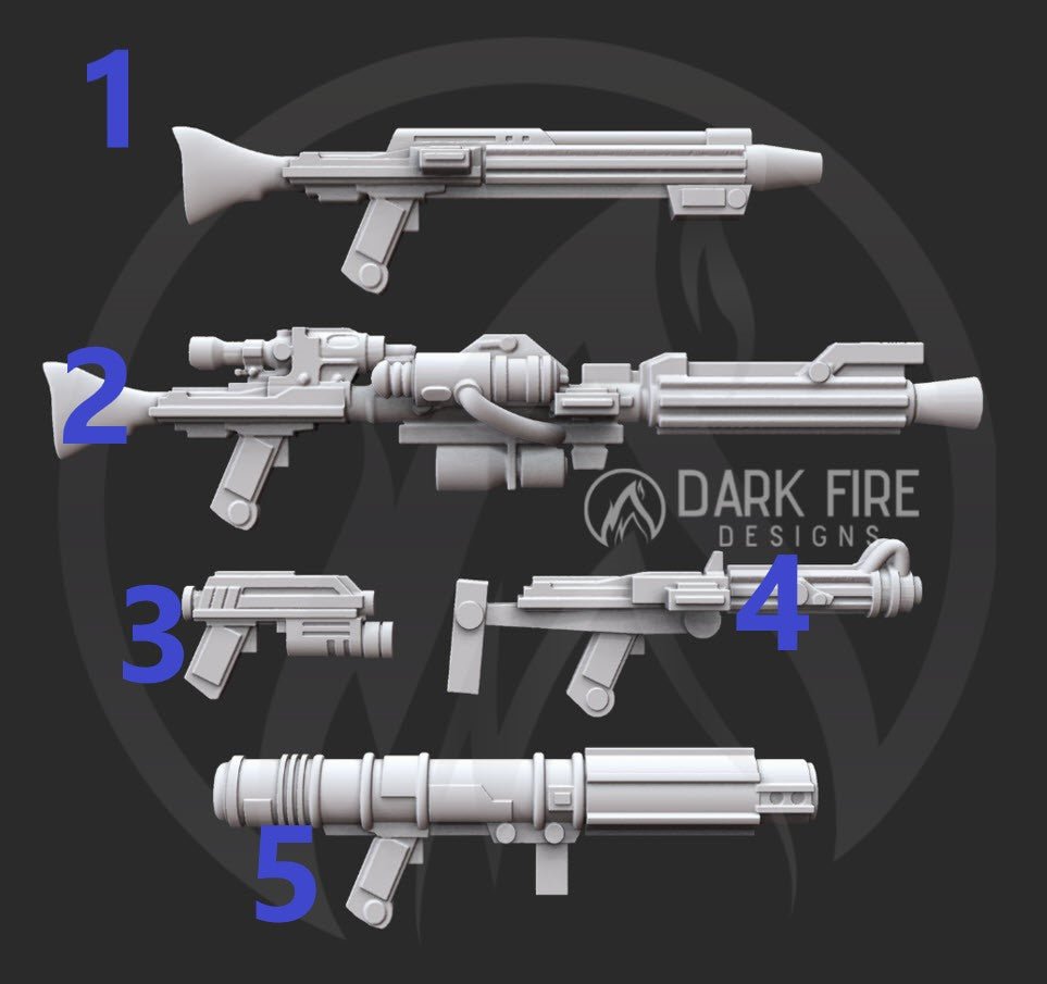 Republic Guns Pack 2 - 5 bits pack - SW Legion Compatible Resin 3D Print - Dark Fire Designs - Gootzy Gaming