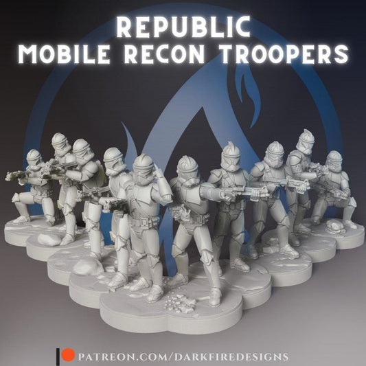 Republic Mobile Recon 10 Clone Bundle - SW Legion Compatible (38 - 40mm tall) Multi - Piece High Quality 8k Resin 3D Print - Dark Fire Designs - Gootzy Gaming