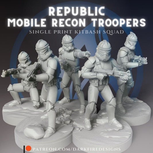 Republic Mobile Recon Squad 2 - SW Legion Compatible (38-40mm tall) Multi-Piece High Quality 8k Resin 3D Print - Dark Fire Designs - Gootzy Gaming