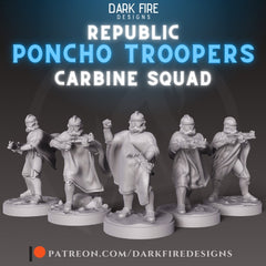 Republic P2 Poncho Troopers with Short Rifles - 5 Miniature Bundle - SW Legion Compatible (38 - 40mm tall) Resin 3D Print - Dark Fire Designs - Gootzy Gaming