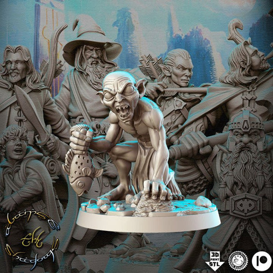Ring Corrupted Hobbit - Single Roleplaying Miniature for D&D or Pathfinder - 32mm Scale Resin 3D Print - RN EStudios - Gootzy Gaming