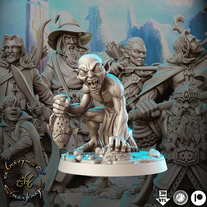 Ring Corrupted Hobbit - Single Roleplaying Miniature for D&D or Pathfinder - 32mm Scale Resin 3D Print - RN EStudios - Gootzy Gaming
