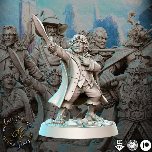 Ringbearer Hobbit - Single Roleplaying Miniature for D&D or Pathfinder - 32mm Scale Resin 3D Print - RN EStudios - Gootzy Gaming